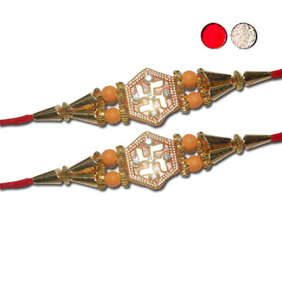 "Designer Fancy Rakhi - FR- 8330 A - Code 336 (2 RAKHIS) - Click here to View more details about this Product